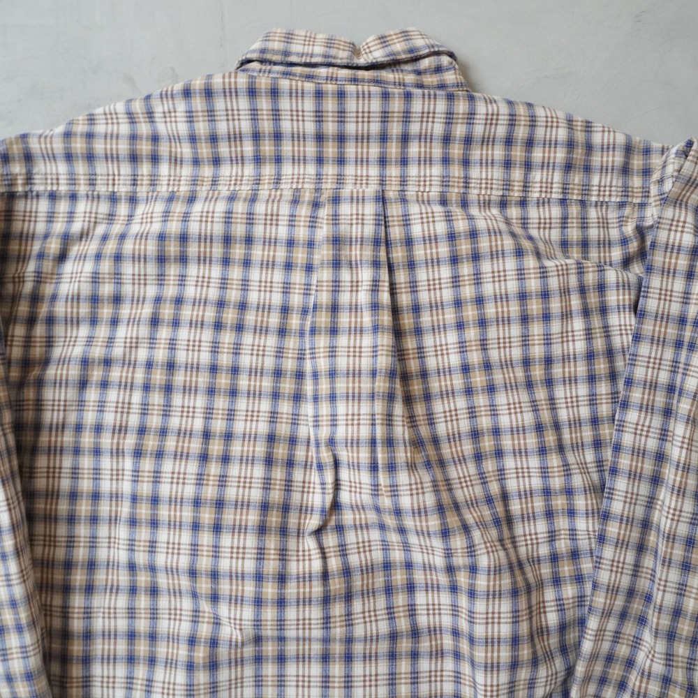 Vintage Carhartt Plaid Button Down Shirt Large Tall Mens Tan Blue Long Sleeve - Picture 4 of 7